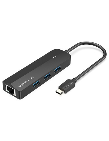 Vention Docking USB Tipo-C TGPBB  3xUSB  1xRJ45  1xUSB Micro B PD  Negro