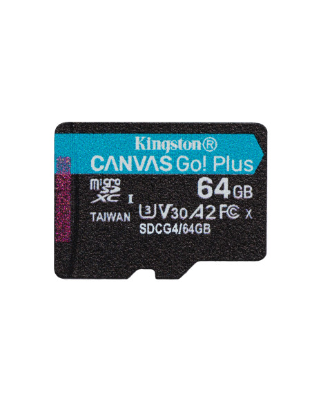 Kingston Technology 64GB microSDXC Canvas Go Plus Gen4 200R A2 U3 Paquete individual sin ADP