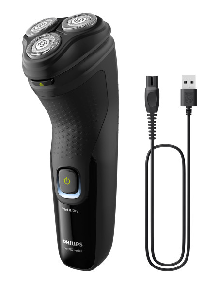 Philips X3021 00 afeitadora Máquina de afeitar de rotación Recortadora Negro