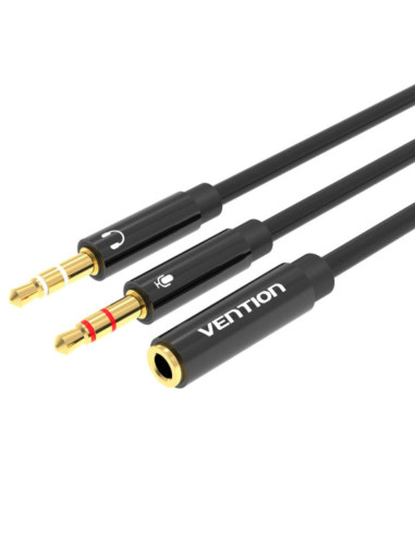 Vention Cable Estéreo BBTBY  2x Jack 3.5 Macho - Jack 3.5 Hembra  30cm  Negro