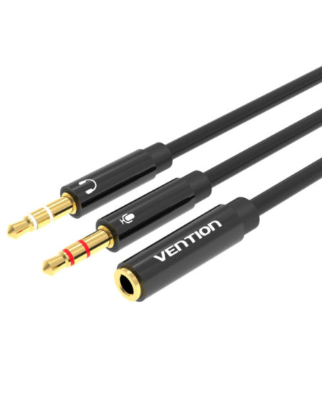 Vention Cable Estéreo BBTBY  2x Jack 3.5 Macho - Jack 3.5 Hembra  30cm  Negro