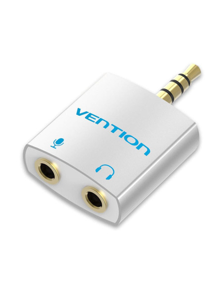 Vention Adaptador Audio BDBW0  Jack 3.5 Macho - 2x Jack 3.5 Hembra  Blanco