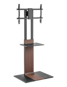 AISENS Soporte de Suelo con Bandeja DVD para Monitor TV 50kg de 37-86, Negro-Marrón