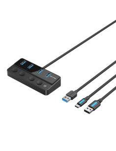 Vention Hub USB 3.0 CHWBF  4xUSB  1xUSB Tipo-C PD  Incluye cable Carga USB Macho - USB Tipo-C Macho