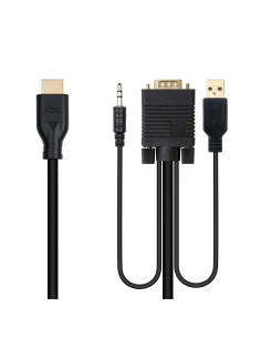 Nanocable Conversor unidireccional VGA M + AUDIO M + USB-A M (para alimentación) a HDMI M, Negro, 1.8m 2