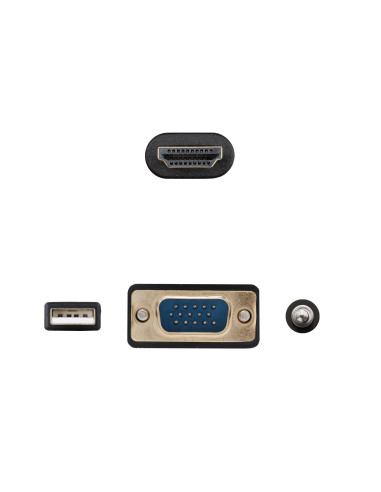 Nanocable Conversor unidireccional VGA M + AUDIO M + USB-A M (para alimentación) a HDMI M, Negro, 1.8m