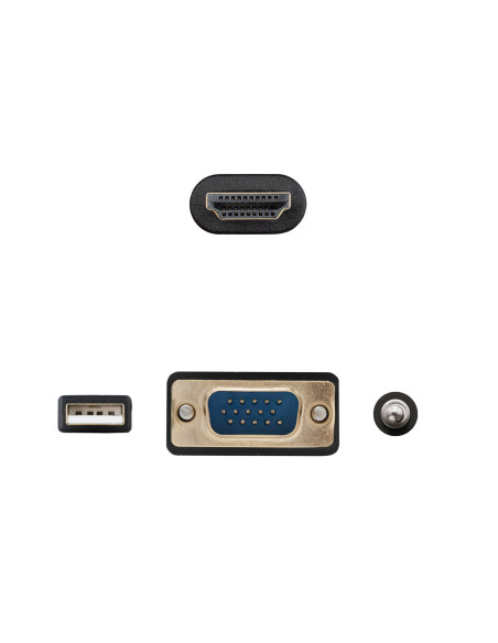 Nanocable Conversor unidireccional VGA M + AUDIO M + USB-A M (para alimentación) a HDMI M, Negro, 1.8m