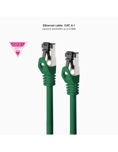 Nanocable Cable de Red Latiguillo Cat.8.1 2GHz LSZH SSTP AWG26, Verde, 2 m 2
