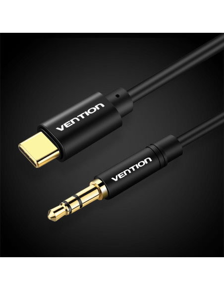 Vention Cable Conversor Audio BGABF  USB Tipo-C Macho - Jack 3.5 Macho  1m  Negro