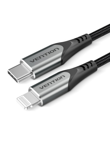 Vention Cable USB 2.0 Tipo-C Lightning TACHF  USB Tipo-C Macho - Lightning Macho  1m  Gris