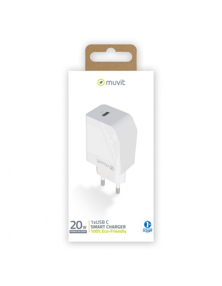 Muvit MCACC0012 cargador de dispositivo móvil Universal Blanco Corriente alterna Carga rápida Interior