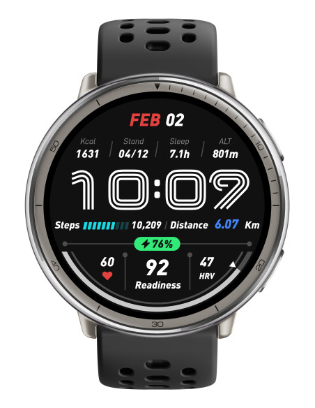 Amazfit Active 2 3,35 cm (1.32") AMOLED 43.9 mm Digital 466 x 466 Pixeles Pantalla táctil Plata GPS (satélite)