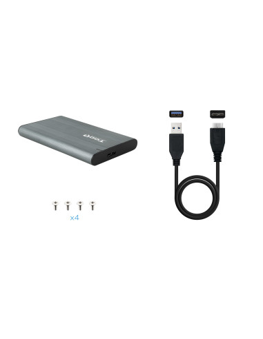 TooQ Caja Externa para Discos de 2,5” HDD SSD, Gris