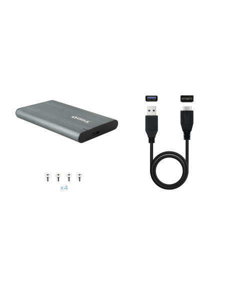 TooQ Caja Externa para Discos de 2,5” HDD SSD, Gris