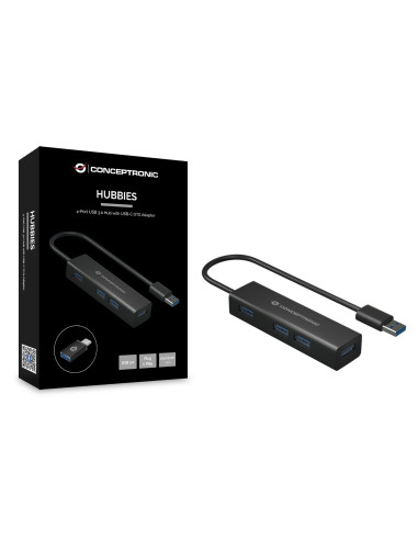 Conceptronic HUBBIES06B hub de interfaz USB 3.2 Gen 1 (3.1 Gen 1) Type-A 5000 Mbit s Negro