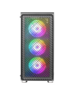 Mars Gaming MC-F, Semitorre Gaming ATX, Ventana Completa Cristal Templado, Frontal Metal-Mesh, 4X Ventiladores ARGB 120mm, Negro 2