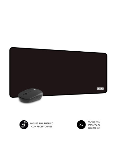 SUBBLIM Alfombrilla con Ratón Harmony Pack Mousepad XL + Wireless Mouse Black