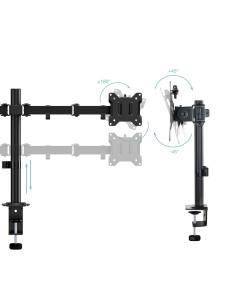 TooQ Soporte de Mesa para 2 Pantallas 17"-32", Color Negro 2