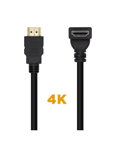 AISENS Cable HDMI V2.0 Acodado Premium Alta Velocidad   HEC 4K@60Hz 18Gbps, A M-A M, Negro, 2.0m