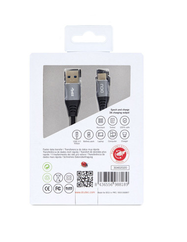 DCU Advance Tecnologic 30402020 cable USB USB 3.2 Gen 1 (3.1 Gen 1) 1,5 m USB A USB C Negro, Gris