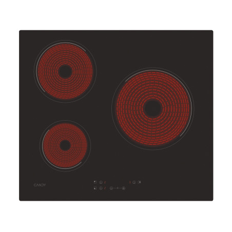 Candy 33803210 CH63CC/4U2, Negro, Integrado, 59 cm, Cerámico, Vidrio y cerámica, 3 zona(s)