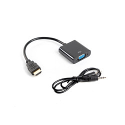 Lanberg AD-0017-BK adaptador de cable de vídeo 0,2 m VGA (D-Sub) HDMI tipo A (Estándar) Negro