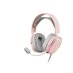 Mars Gaming MHAXP MHAX Rosa, Auriculares Gaming RGB, Micrófono Extraíble, HiFi, Compatibilidad Multiplataforma, Alámbrico,