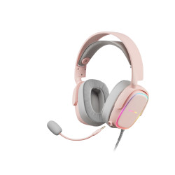 Mars Gaming MHAXP MHAX Rosa, Auriculares Gaming RGB, Micrófono Extraíble, HiFi, Compatibilidad Multiplataforma, Alámbrico, 2