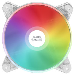 Mars Gaming MFD MFD, Ventilador de PC 120mm RGB, Ultrasilencioso 14dB, Molex, Transparente, Ventilador, 12 cm, 1100 RPM, Blanco