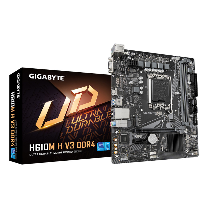 GIGABYTE H610M H V3 DDR4 Placa base - Compatible con procesadores Intel Core 14th CPUs, 4+1+1 Hybrid Phases Digital VRM, up to 3