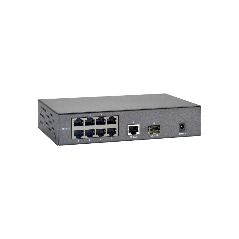 LevelOne Switch Fast Ethernet PoE de 10 puertos, 1 Port Gigabit, 1 Port Gigabit SFP, 120W, 9 PoE Outputs