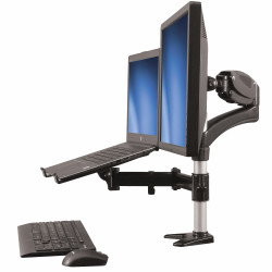 StarTech.com ARMUNONB Brazo para un Monitor - Base para Ordenador Portátil con Ajuste de Altura de un Toque, Abrazadera, 8 kg,