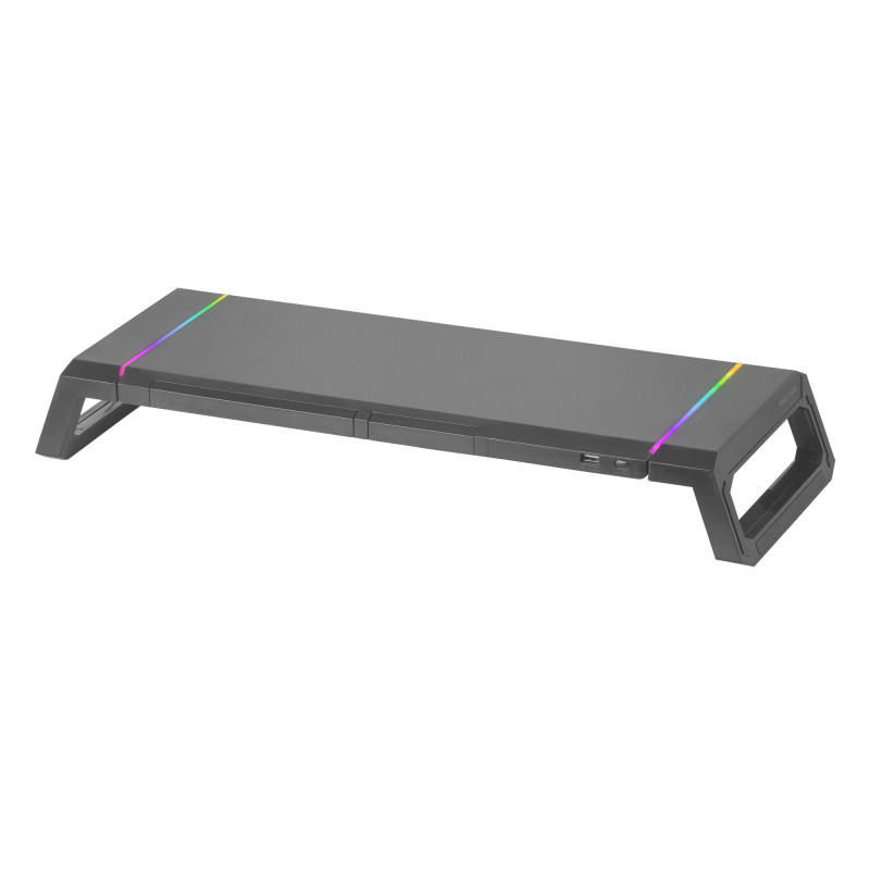 Mars Gaming MGS-ONE Negro, Soporte Monitor RGB Chroma, Tamaño Ajustable, Soporte Smartphone y Tablet, USB Frontal 2.0