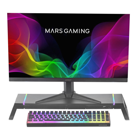 Mars Gaming MGS-ONE Negro, Soporte Monitor RGB Chroma, Tamaño Ajustable, Soporte Smartphone y Tablet, USB Frontal 2.0