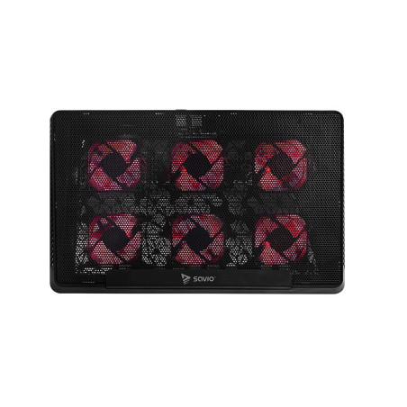 Savio Laptop cooling pad 6 backlit fans 2000 RPM COS-01 almohadilla fría 43,9 cm (17.3") Negro, Rojo