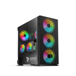 Savio SAVGC-RAPTORX1 SAVGC-RAPTORX1, Midi Tower, PC, Negro, ATX, EATX, ITX, Mini-ATX, Malla, SPCC, Vidrio templado, Juego