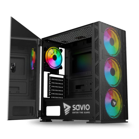 Savio SAVGC-RAPTORX1 carcasa de ordenador Midi Tower Negro