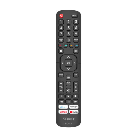 Savio RC-14 Universal remote control/replacement for HISENSE SMART TV mando a distancia IR inalámbrico TV, Sintonizador de TV Bo