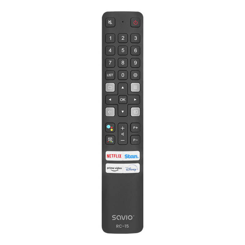 Savio RC-15 RC-15 universal remote control/replacement for TCL SMART TV, TV, IR inalámbrico, Botones, Negro