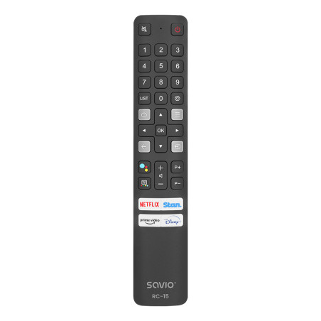 Savio RC-15 RC-15 universal remote control/replacement for TCL SMART TV, TV, IR inalámbrico, Botones, Negro