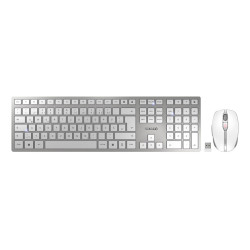 CHERRY JD-9100DE-1 DW 9100 SLIM, Inalámbrico, RF Wireless + Bluetooth, QWERTZ, Plata, Ratón incluido