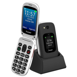 Funker FUNE350B E350 Max Audio 3 Plus 4G – Teléfono con tapa – Negro, Concha, SIM única, 7,11 cm (2.8"), 0,3 MP, 1150