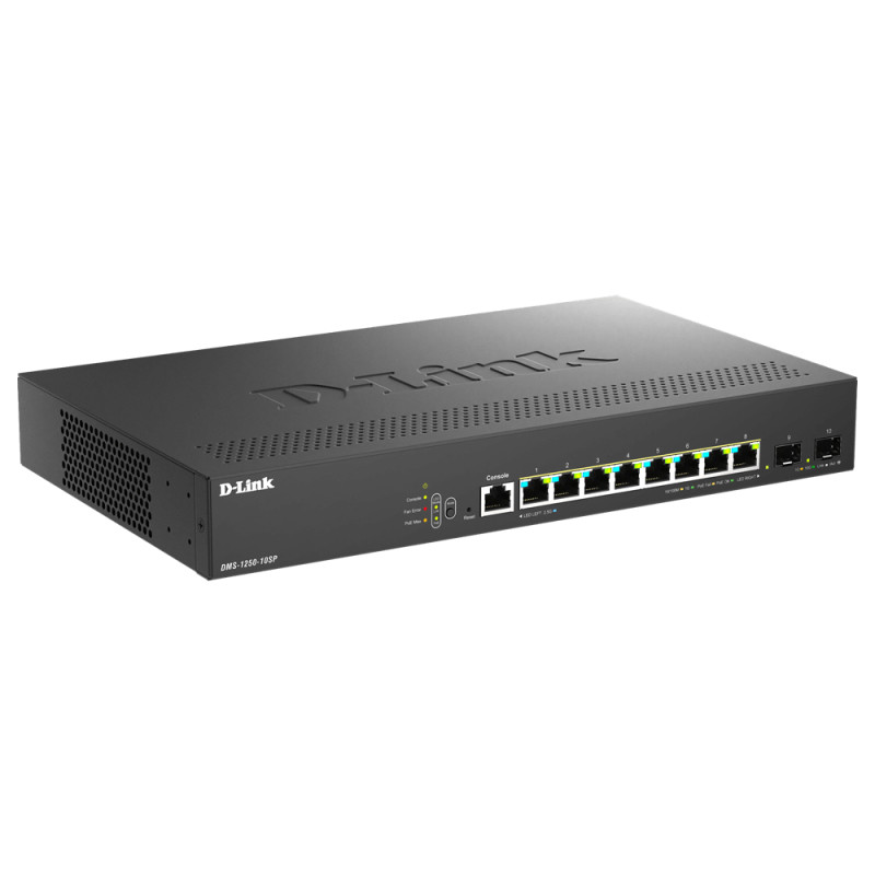 D-Link DMS-1250-10SP/E switch Gestionado 2.5G Ethernet (100/1000/2500) Energía sobre Ethernet (PoE) Negro
