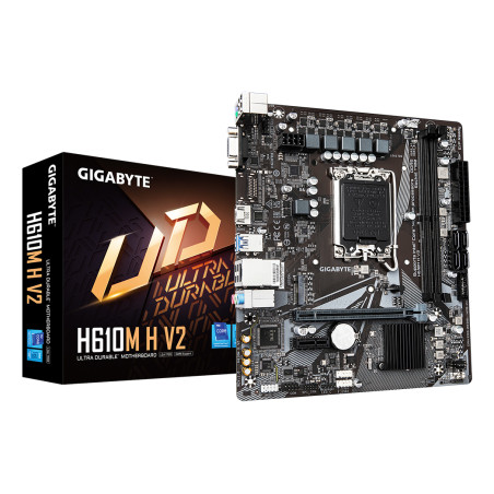 GIGABYTE H610M H V2 Placa base - Compatible con procesadores Intel Core 14th CPUs, 4+1+1 Hybrid Digital VRM, up to 5600MHz DDR5,
