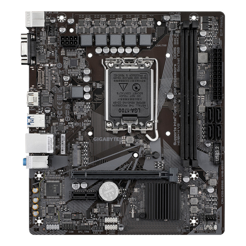 GIGABYTE H610M H V2 Placa base - Compatible con procesadores Intel Core 14th CPUs, 4+1+1 Hybrid Digital VRM, up to 5600MHz DDR5,