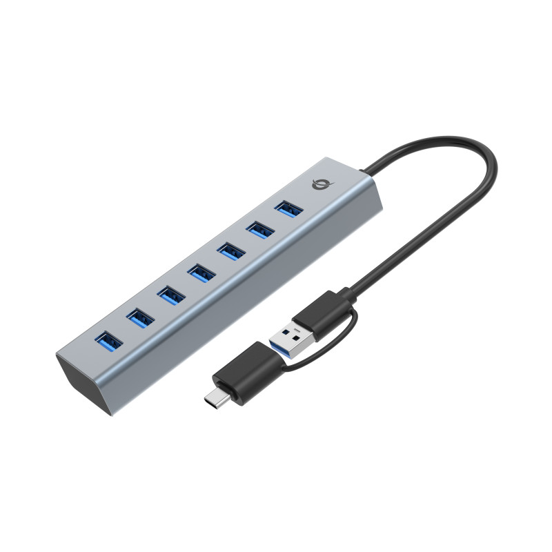 Conceptronic HUBBIES21G hub de interfaz USB 3.2 Gen 1 (3.1 Gen 1) Type-A 5000 Mbit/s Gris
