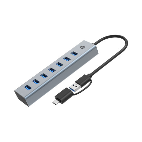 Conceptronic HUBBIES21G hub de interfaz USB 3.2 Gen 1 (3.1 Gen 1) Type-A 5000 Mbit/s Gris