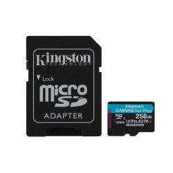 Kingston Technology SDCG4/256GB Tarjeta microSDXC Canvas Go Plus Gen4 de 256 GB, 200 MB/s, A2 U3 V30 y adaptador, 256 GB,