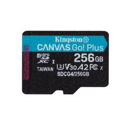 Kingston Technology SDCG4/256GB Tarjeta microSDXC Canvas Go Plus Gen4 de 256 GB, 200 MB/s, A2 U3 V30 y adaptador, 256 GB, 2