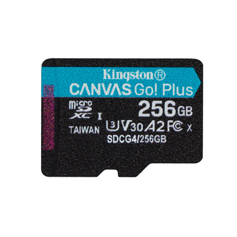 Kingston Technology SDCG4/256GB Tarjeta microSDXC Canvas Go Plus Gen4 de 256 GB, 200 MB/s, A2 U3 V30 y adaptador, 256 GB,